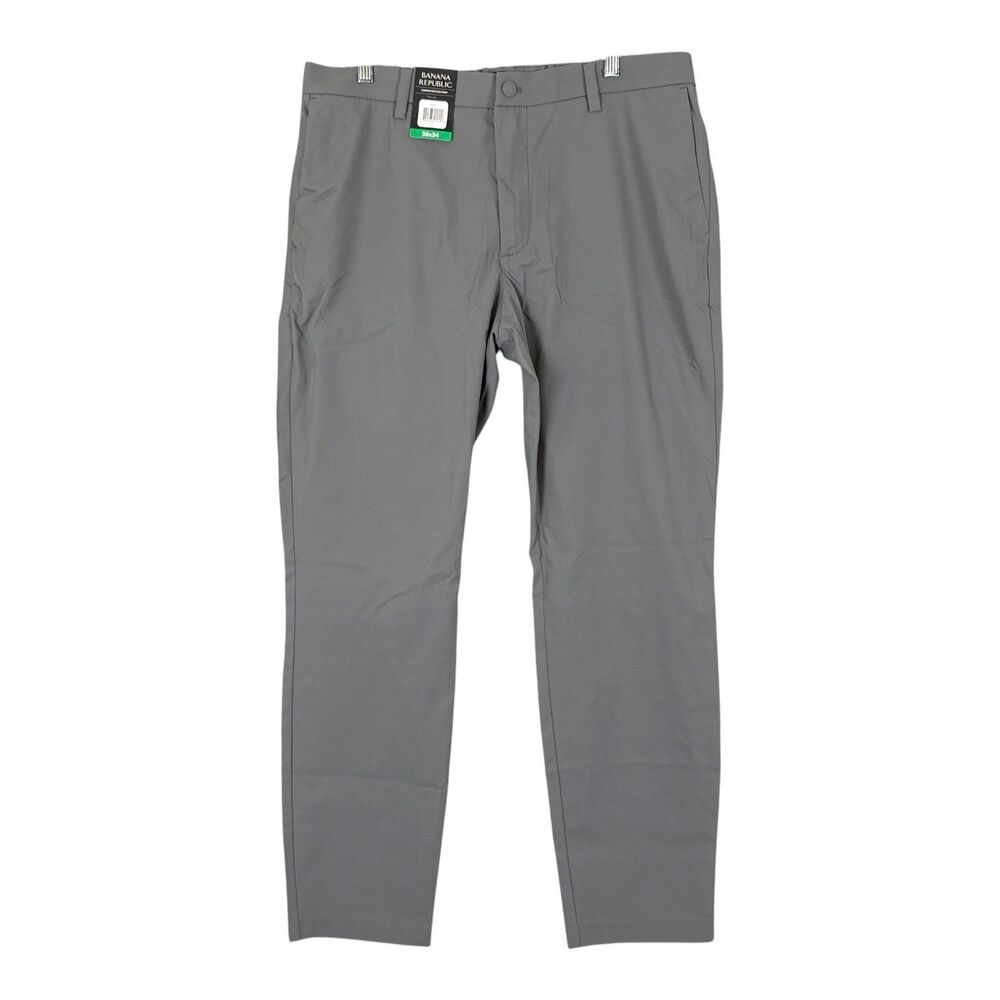 Banana Republic Commuter Flex Pants Men 38x34 Gray Performance Tech Trousers NWT